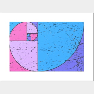 Trippy colors Golden Ratio Fibonacci Spiral Posters and Art